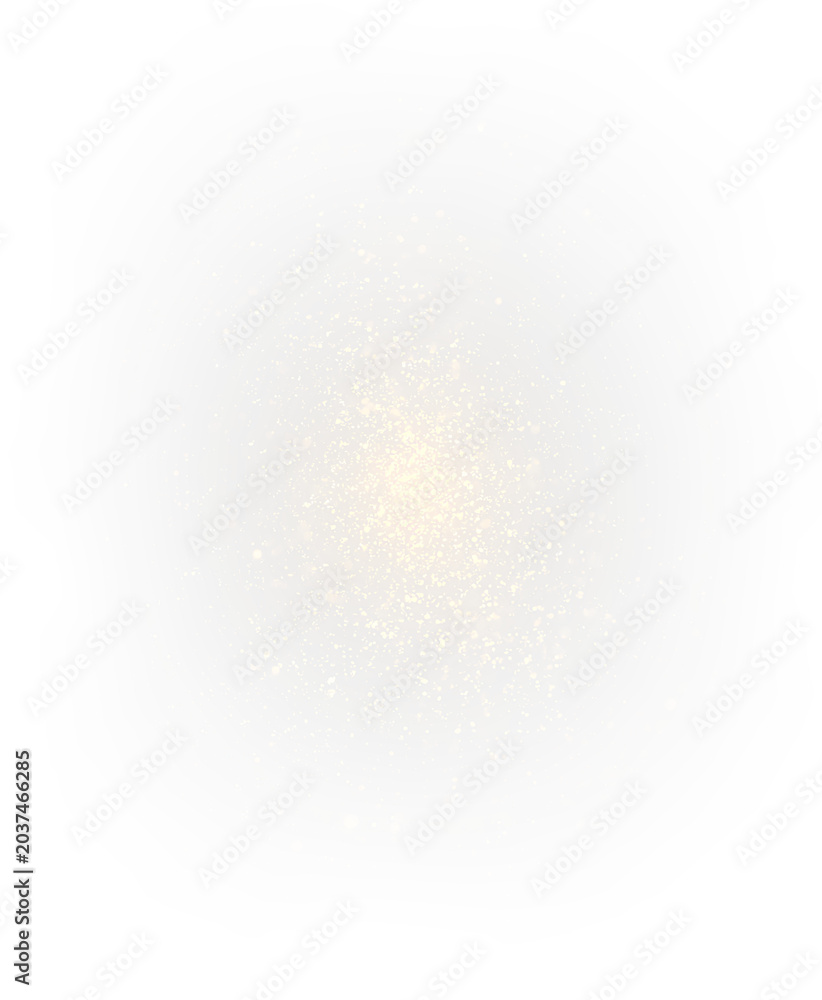 Fototapeta premium Golden Glitter Dust Explosion Overlay on Transparent Background PNG