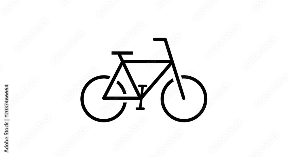 Fototapeta premium Minimalist black bicycle icon isolated on white background