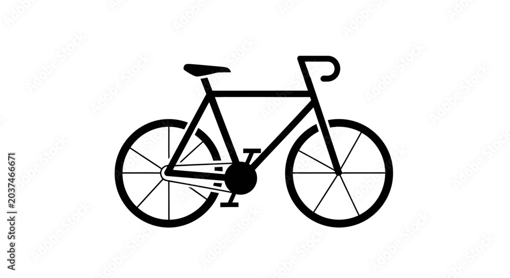 Fototapeta premium Minimalist black bicycle icon on white background