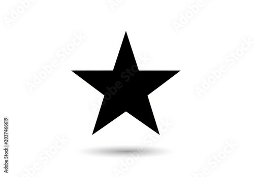 Black five-pointed star icon on transparent background isolated on white background