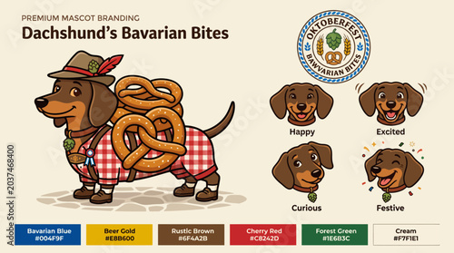 фотографія Illustration of Dachshund Bavarian Bites Costume.