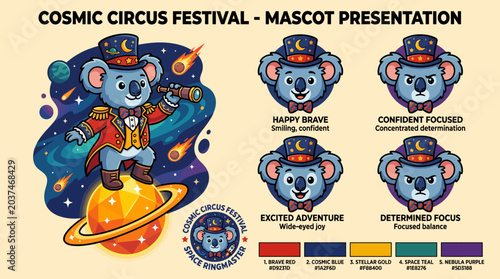 Canvas Print Cosmic Circus Festival Mascot Presentation Artwork.