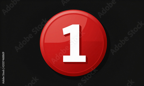 bright red badge gleams soft spotlighting centered sleek black background single white digit prominently displayed