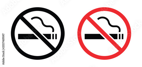 Quadro su tela No smoking sign icon set, cigarette prohibition symbol set, smoking ban and tobacco restriction signage, workplace safety and public health compliance vector illustration