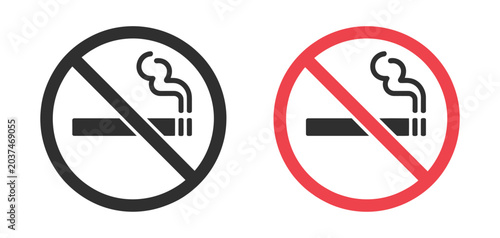 Tableau sur toile No smoking sign icon set, cigarette prohibition symbol set, smoking ban and tobacco restriction signage, workplace safety and public health compliance vector illustration
