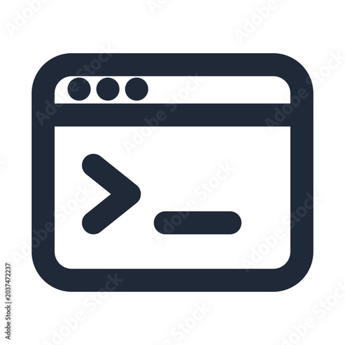 Fotografía Terminal window line icon, command line coding technology outline symbol