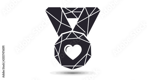 Black and white heart shaped pendant.