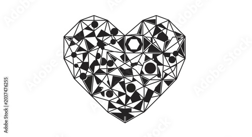 Black and white heart shape object.