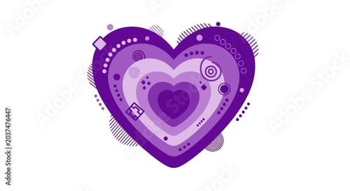 Purple heart shape design element symbol.