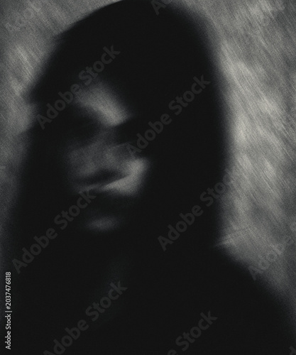Quadro em tela Scary woman portrait, grunge texture, Fashion Illustration