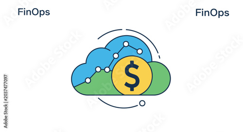 FinOps concept icon showing cloud computing cost optimization and financial management.