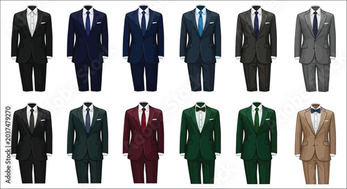 Schilderij op canvas Men s suits collection vector illustration with various colors and styles