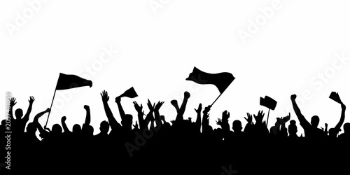 Crowd Silhouette Against A White Background Dynamic Black Shape