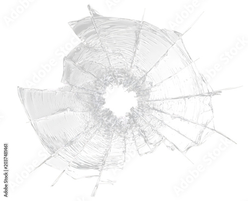 Quadro su tela Broken shattered glass with fractured windscreen texture, abstract crash destruction effect, dark vandalism crime background and dangerous impact damage concept design art