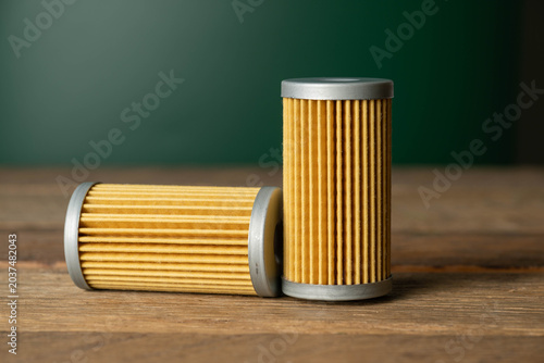 Fotografía Two, new, metal mesh filters for fluid, fuel filtration in automotive industry to keep contaminants from entering engine system