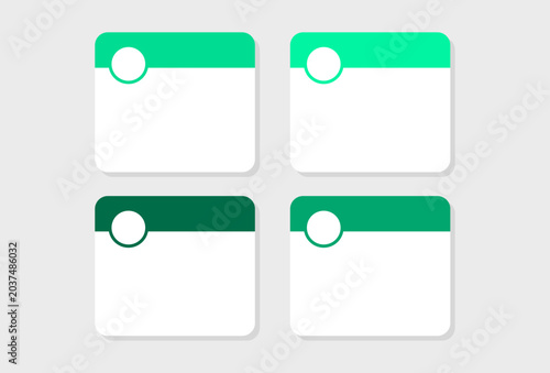 Infographic business promotion layout features four green rounded rectangular boxes with circles.