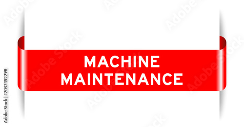 Foto Red color inserted label banner with word machine maintenance on white backgroun