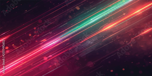 Photos A vibrant abstract background featuring colorful glowing lights and dynamic red
