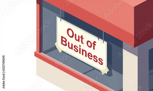 worn business sign tattered edges taped askew grimy storefront window captured shot harsh