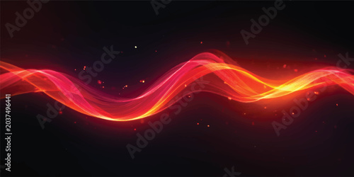 Tablou pe pânză An abstract red and orange wave background with a bright glowing light, fiery en
