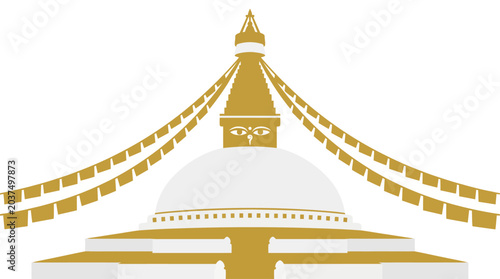 Bild auf Leinwand Buddhist temple stupa architecture illustration.