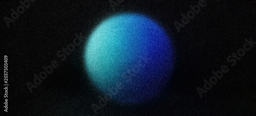 Dark grainy gradient background with cyan blue and black glowing abstract globe, soft noise texture and blurred radial shape, modern design for website header, banner, poster, cover or wallpaper