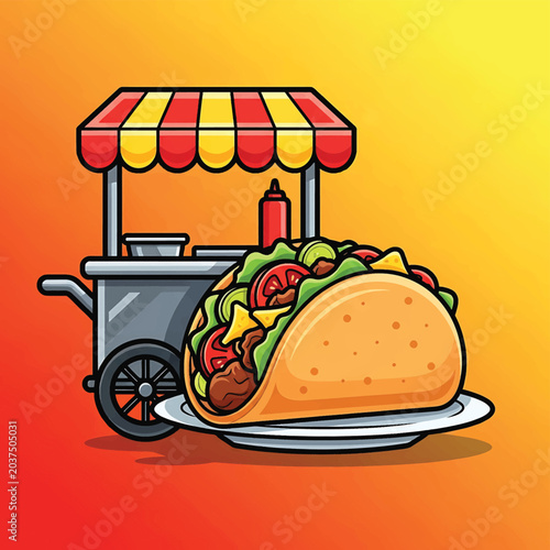 Bild auf Leinwand Colorful taco on a plate closeup.