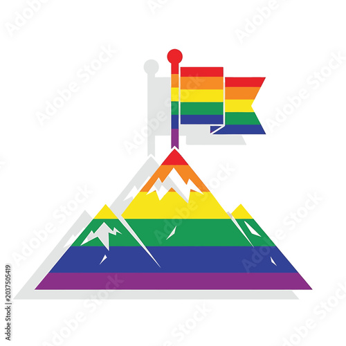 Foto LGBTQ Pride Flag on Mountain Peak.