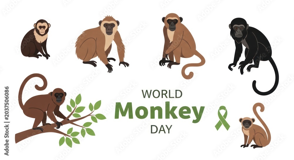 Naklejka premium World Monkey Day Awareness Illustration.