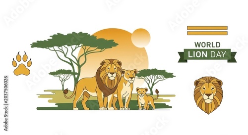 World Lion Day Lion Family.