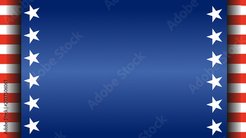 American patriotic background with blue center, vertical rows of white stars and red‑and‑white striped borders. Ideal for Fourth of July, Independence Day, election, veterans, and celebration.
