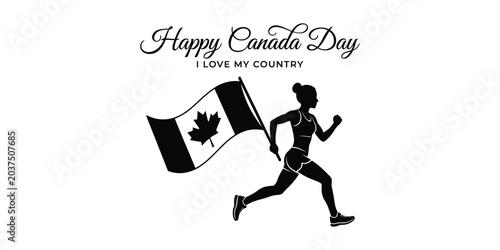 Foto Canada day graphic with female runner and flag