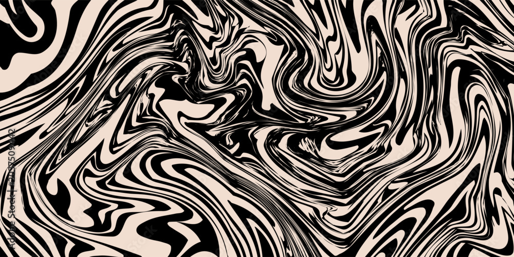 Obraz premium Abstract vector wavy seamless pattern. Trendy retro psychedelic background in 90s, 00s style. Texture in y2k aesthetic and simple