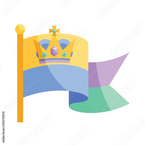 Vászonkép Gold Crown on Flag Pole.