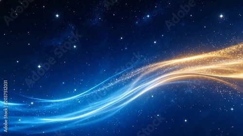 Starry sky with glowing cosmic waves