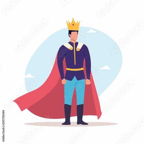 Illustration of a Prince wearing a Crown and Cape