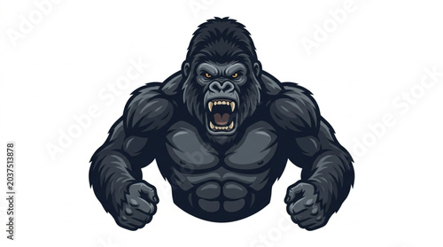 Fotografie Fierce Gorilla King Kong Monster Roaring Aggressive.
