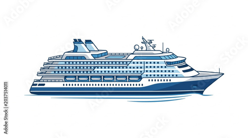 Photos Large passenger cruise ship sailing on the ocean.
