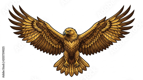 Tableau sur toile Majestic Golden Eagle in Flight with Wings Spread Wide.