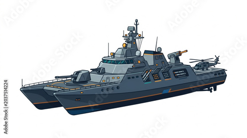 Tableau sur toile Modern Military Missile Corvette Warship Vessel.