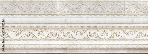 Fotografie White marble architecture carved decorative borders and patterns