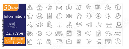 Foto Information and Data Line Icons Set