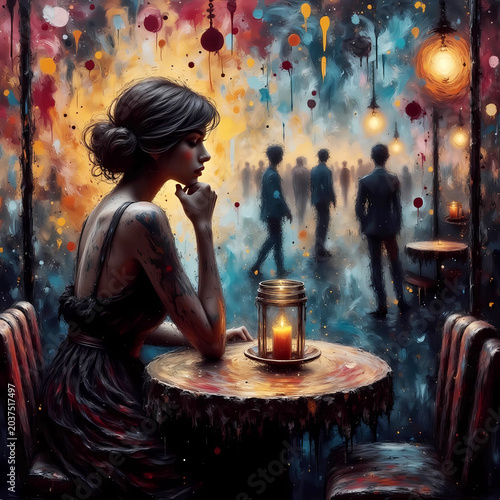 lonely lady late night bar