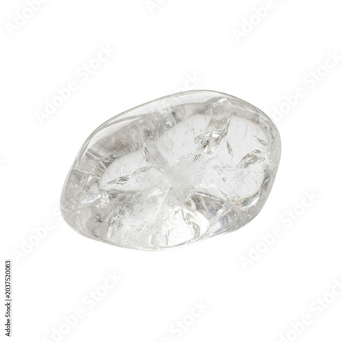 Clear quartz crystal nugget, polished stone