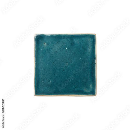 Single teal ceramic tile, square shape