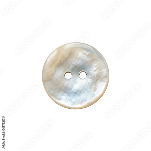 Round mother of pearl button with two holes