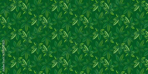 Seamless Pattern Tropical Compound Leaves Exotic Botanical