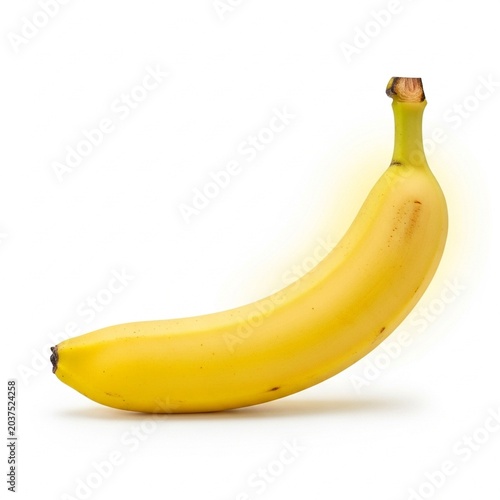 Single Ripe Banana Single on White Studio Background