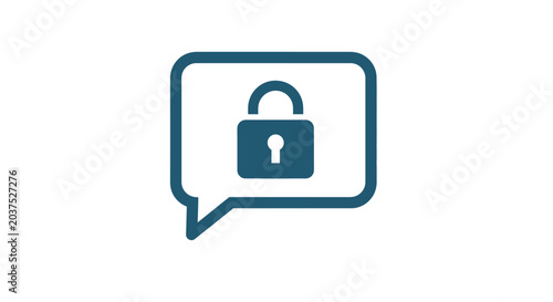 A padlock icon in a speech bubble.