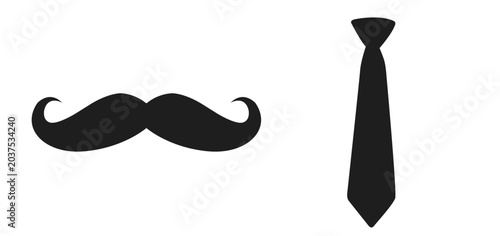 Tableau sur toile Mustache and necktie vector silhouette illustration, happy father's day concept